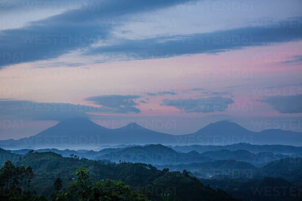 virunga mountains with its volcanoes