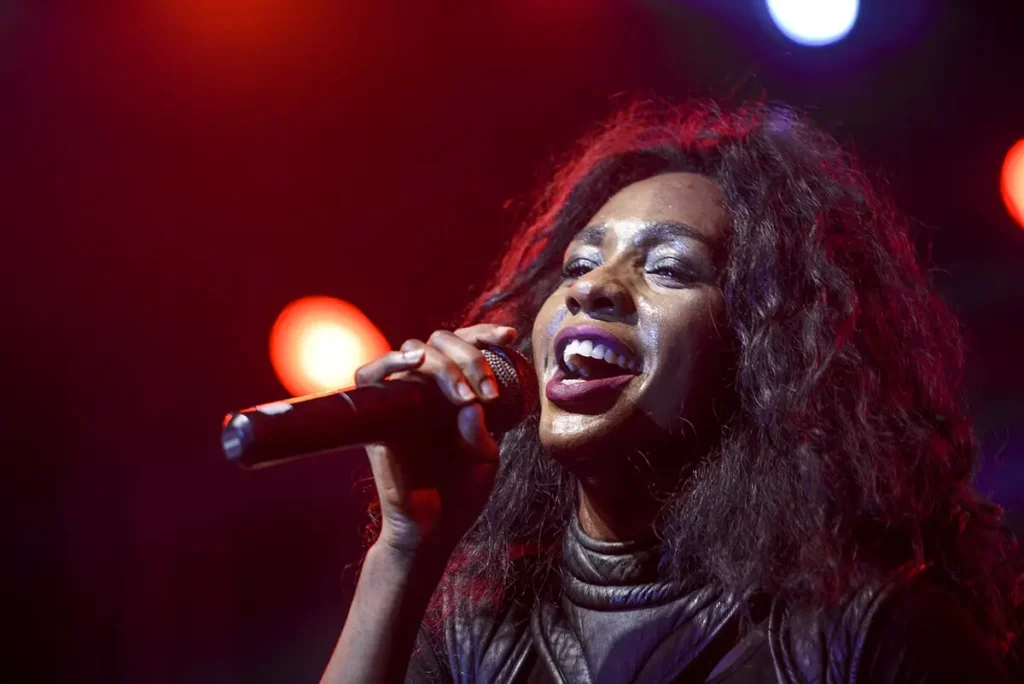 Ugandan singer Cindy Sanyu performing on stage