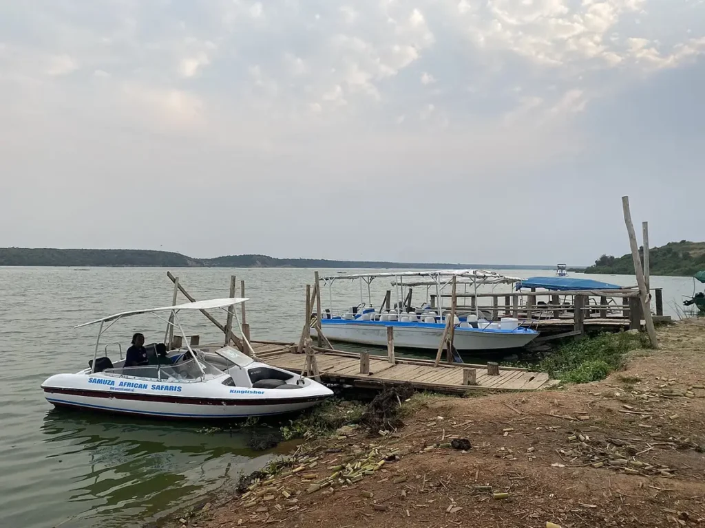 Boats at the landing on the Kazinga Channel