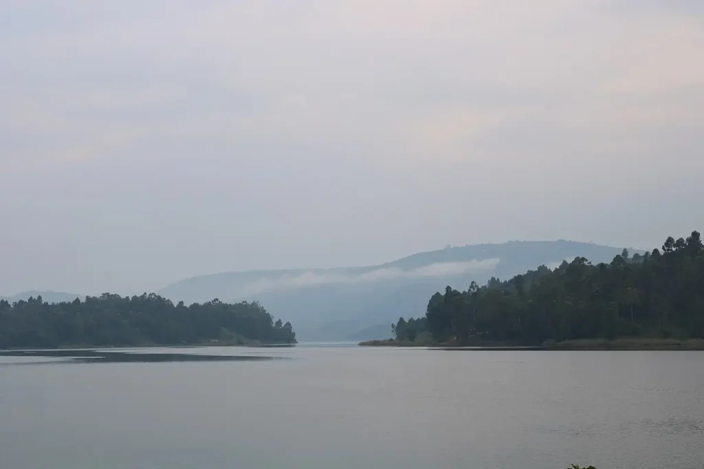Landing site with boats on Lake Bunyonyi near Kabale