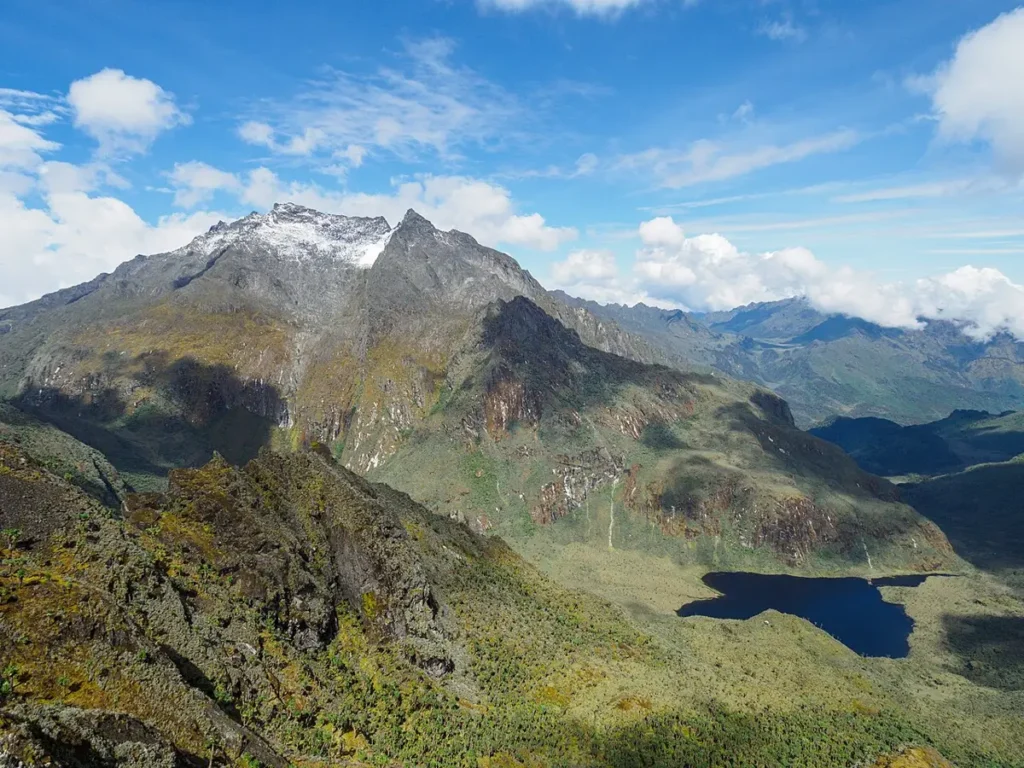 Mount Speke rising above Lake Bujuku in the Rwenzori Mountains