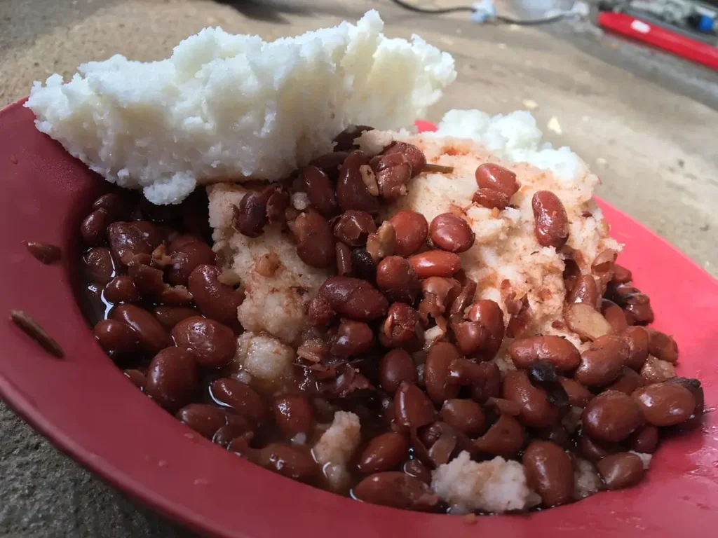 Plate of posho served with beans