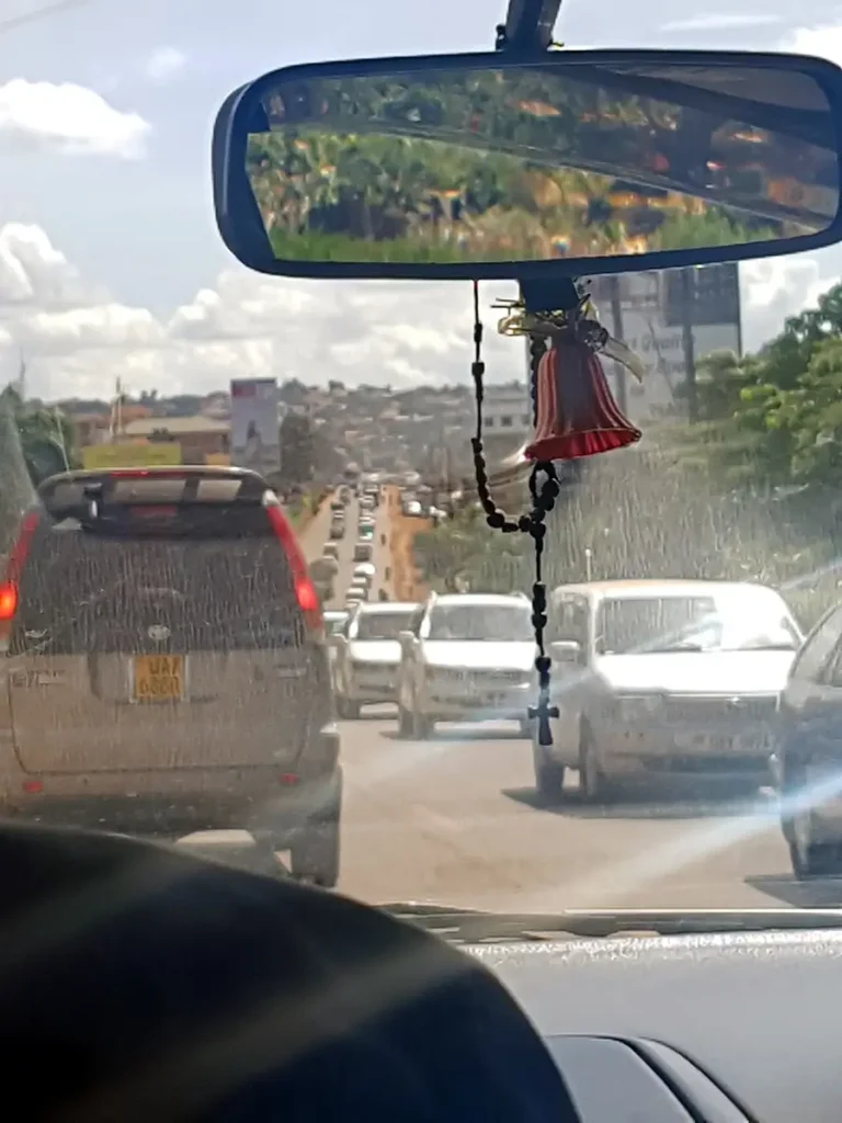 Traffic on the road between Entebbe and Kampala